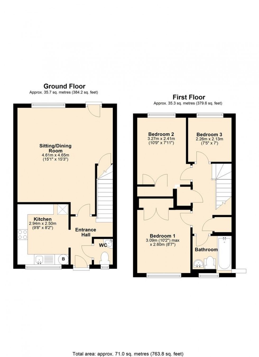 Floorplan for Coles Close, Sturminster Newton