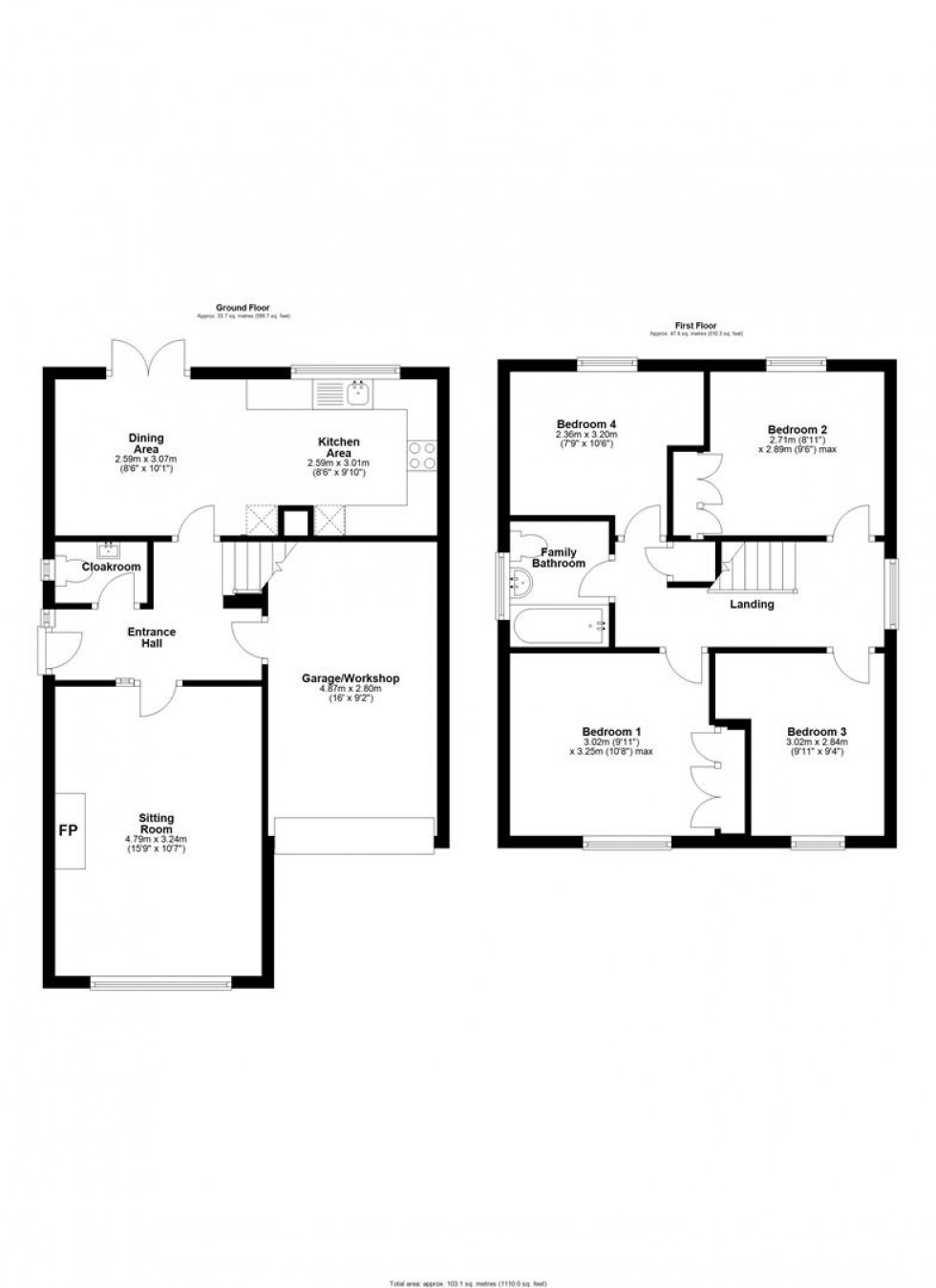 Floorplan for Badgers Way, Sturminster Newton