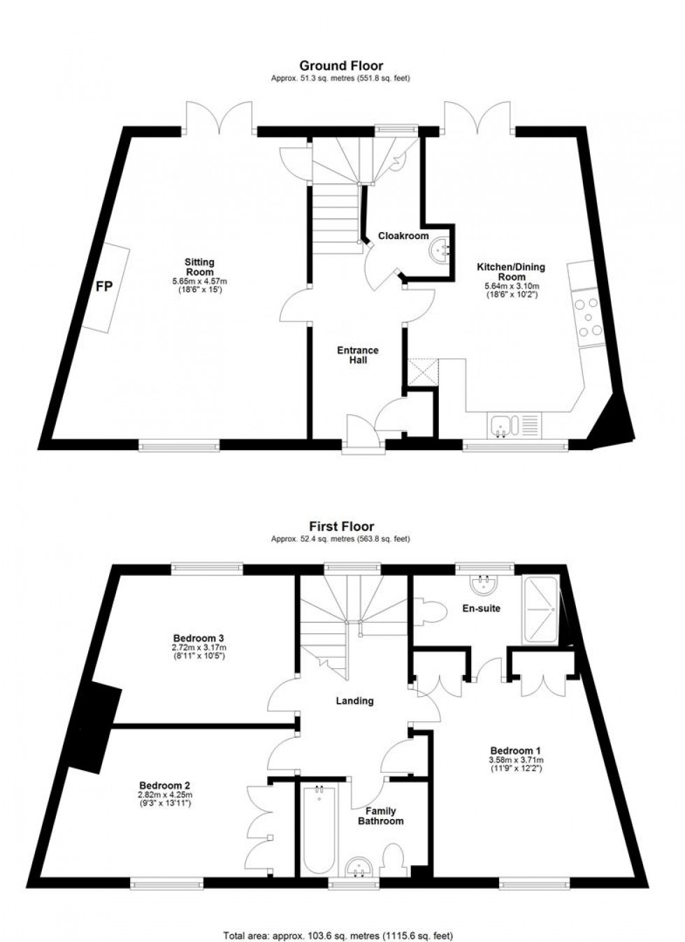 Floorplan for Woodlands, Hazelbury Bryan, Sturminster Newton