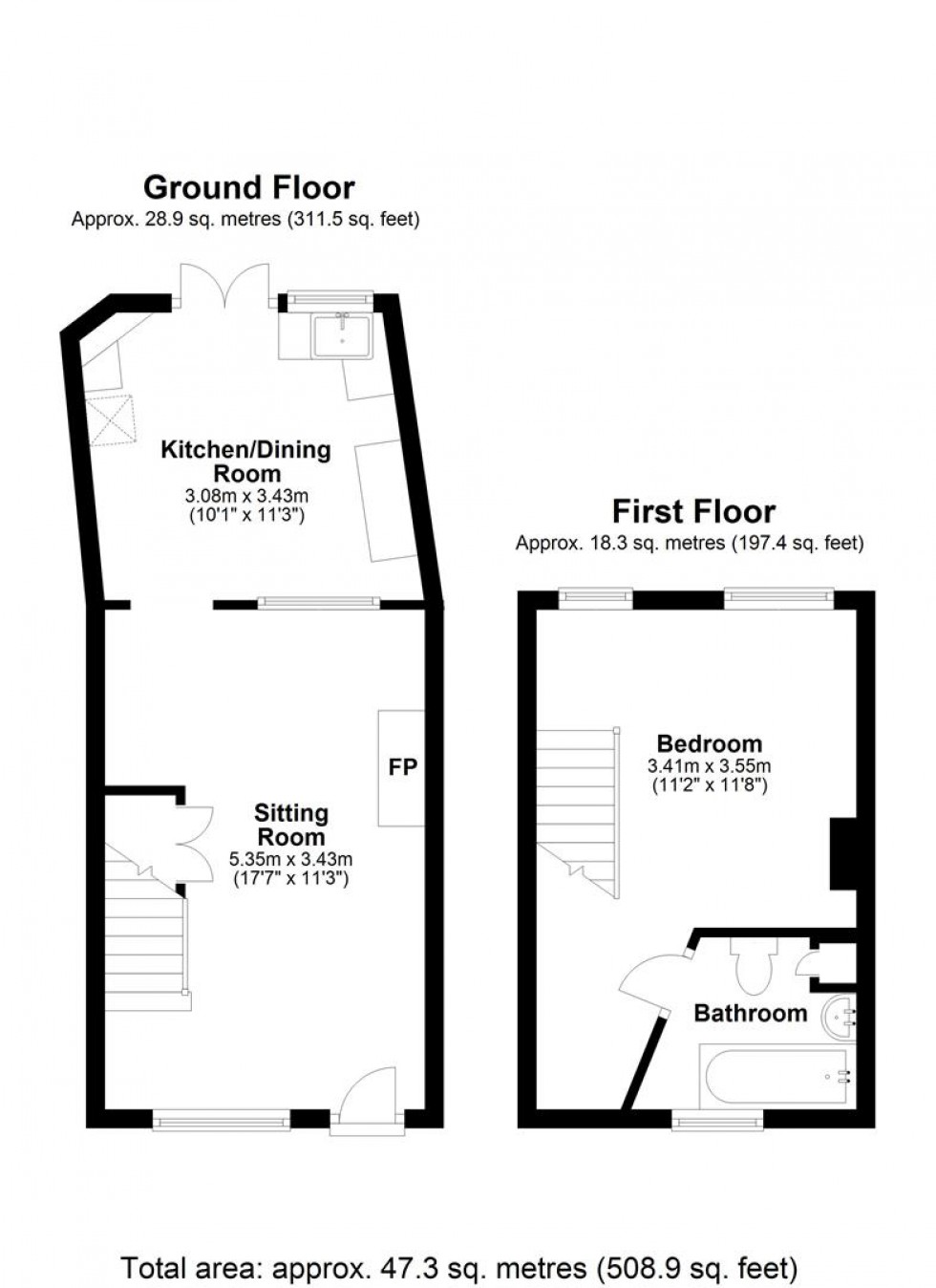 Floorplan for Lanchards, Shillingstone, Blandford Forum